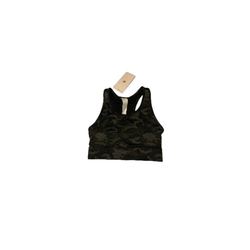 🆕 Fabletics “Mila” Black and Grey Camouflage Print Sports Bra - Women’s Size XS